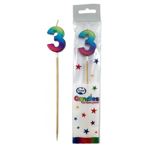 Rainbow Glitter Long Stick Candle 3