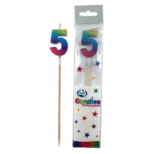 Rainbow Glitter Long Stick Candle 5