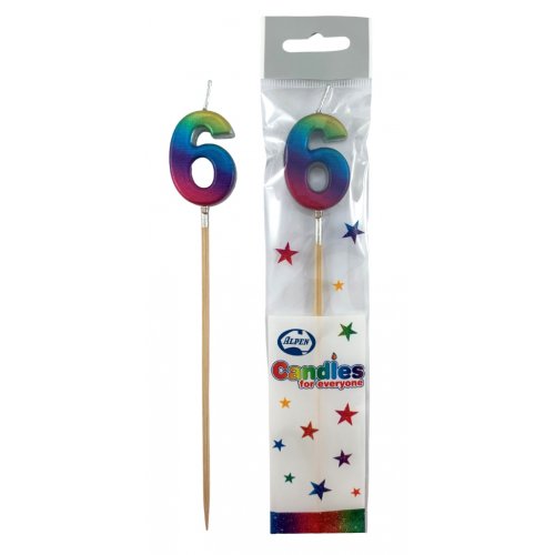 Rainbow Glitter Long Stick Candle 6