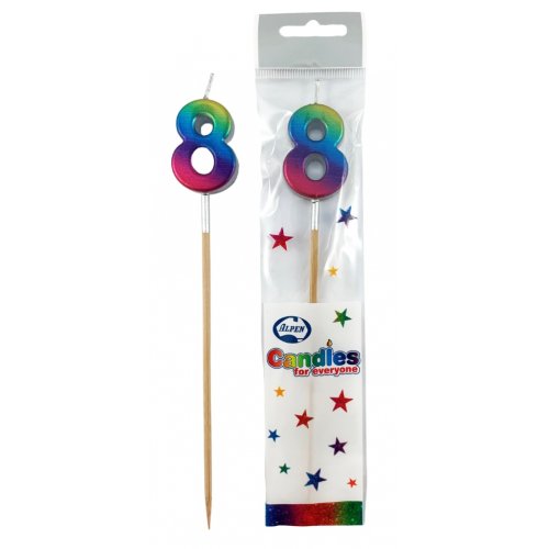 Rainbow Glitter Long Stick Candle 8