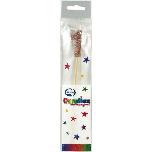 Rose Gold Glitter Long Stick Candle 1