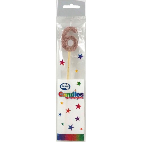 Rose Gold Glitter Long Stick Candle 6