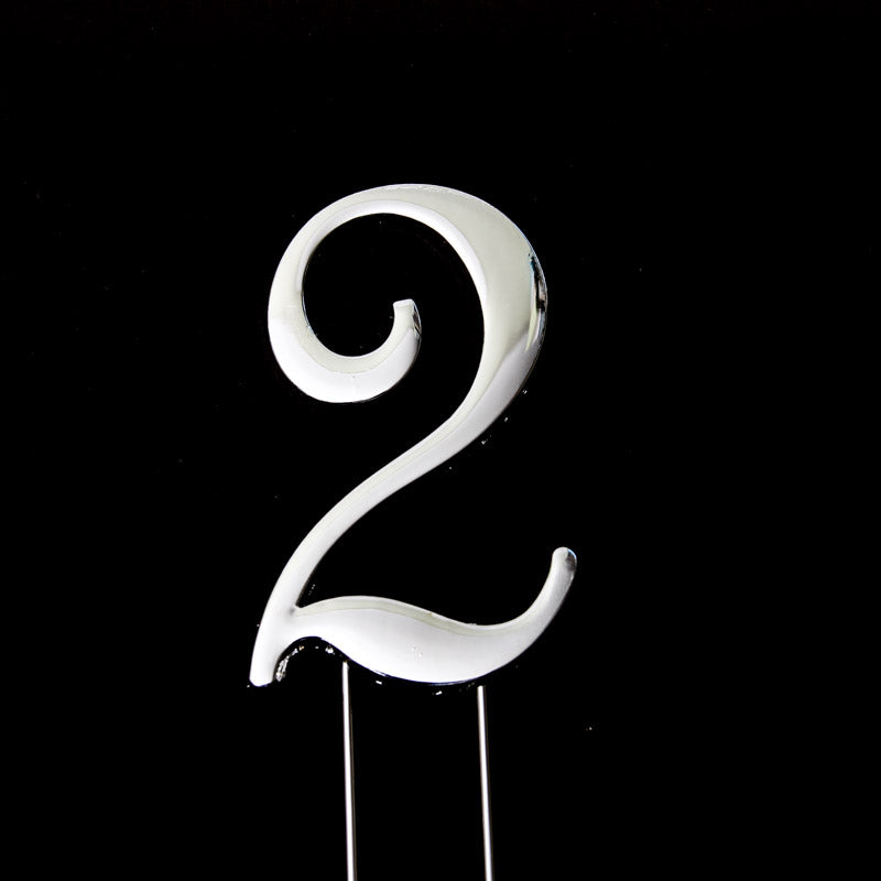 SILVER CAKE TOPPER (7CM) - NUMBER 2