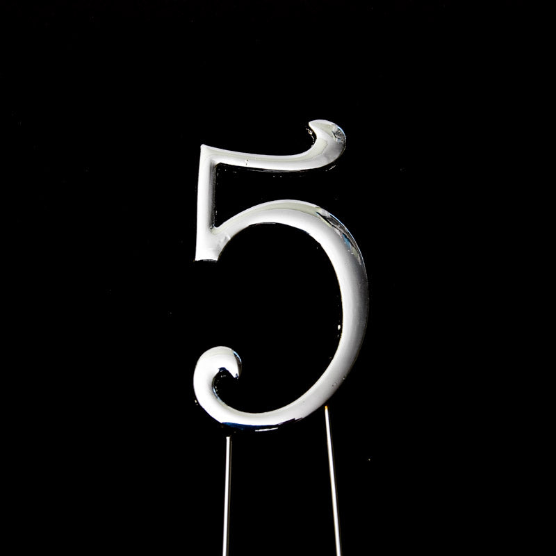 SILVER CAKE TOPPER (7CM) - NUMBER 5