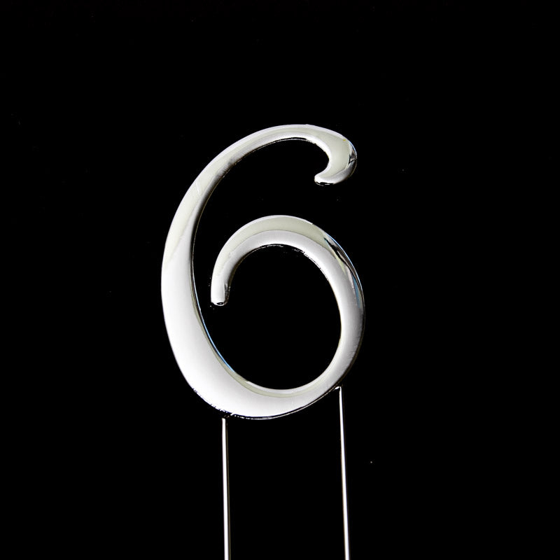 SILVER CAKE TOPPER (7CM) - NUMBER 6