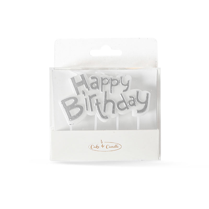 SILVER HAPPY BIRTHDAY CANDLE PLAQUE OTHER CANDLES