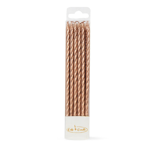 SPIRAL CAKE CANDLES GOLD (PACK OF 12) TALL