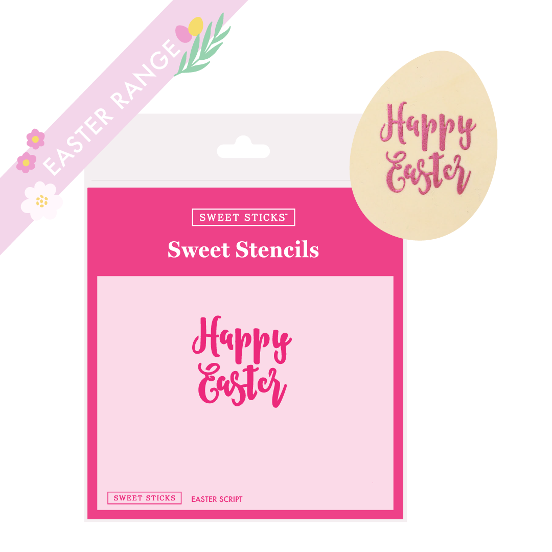 Easter Script Sweet Sticks Stencil
