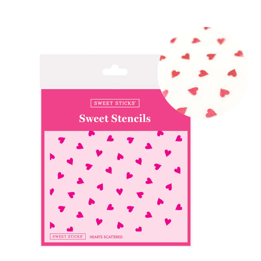 Hearts Scattered Sweet Sticks Stencil
