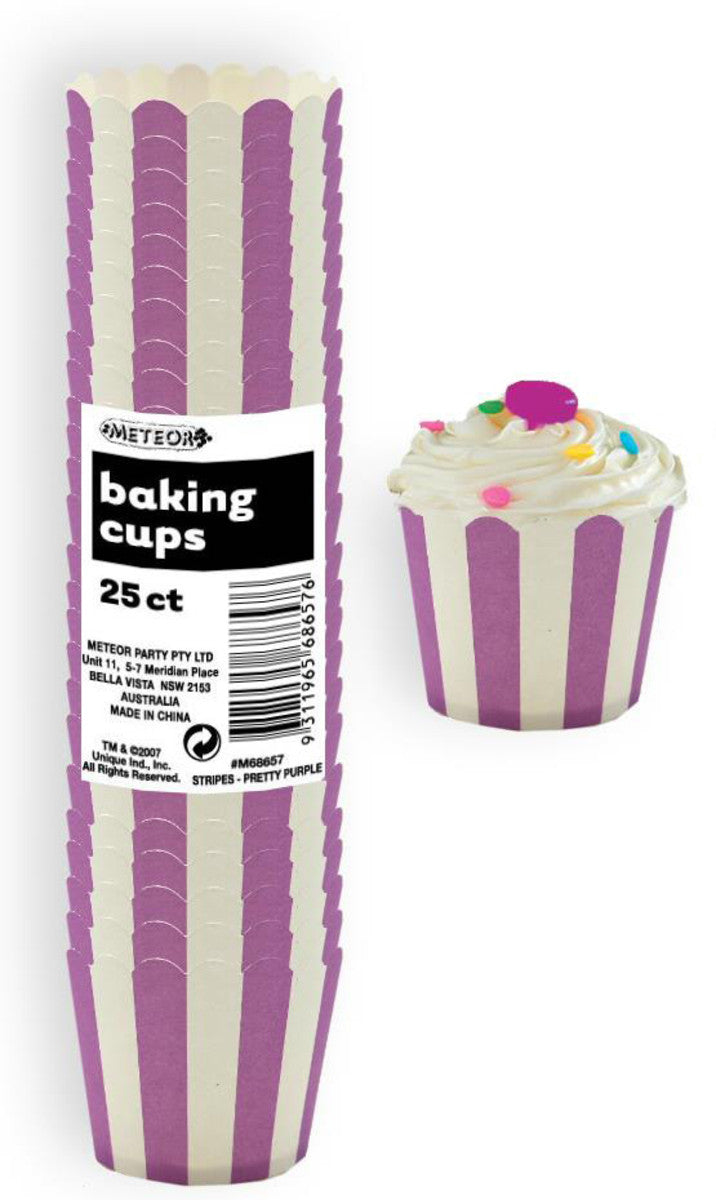 Stripes Pretty Purple 25 Paper Baking Cups