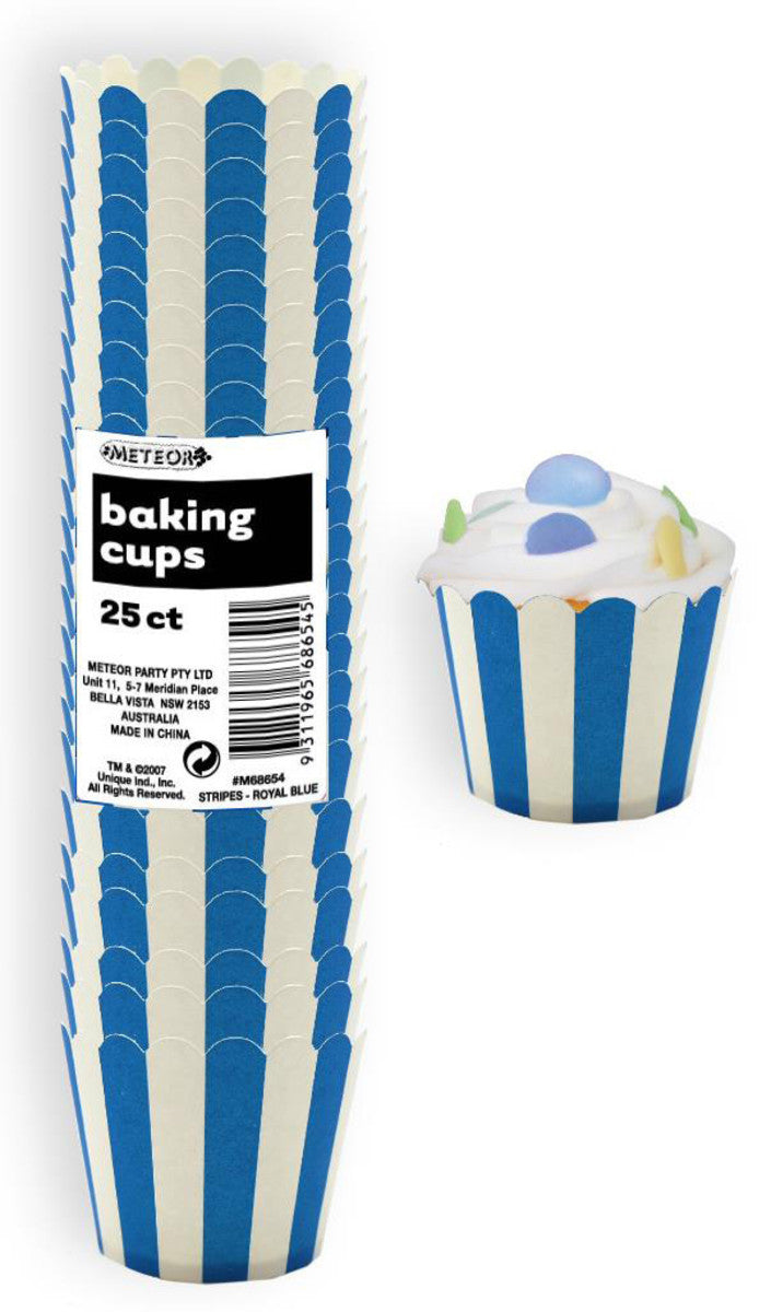 Stripes Royal Blue 25 Paper Baking Cups