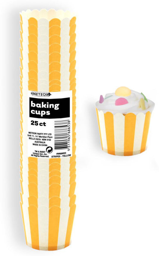 Stripes Sunflower Yellow 25 Paper Baking Cups