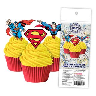 SUPERMAN - EDIBLE WAFER CUPCAKE TOPPERS 16 PIECES