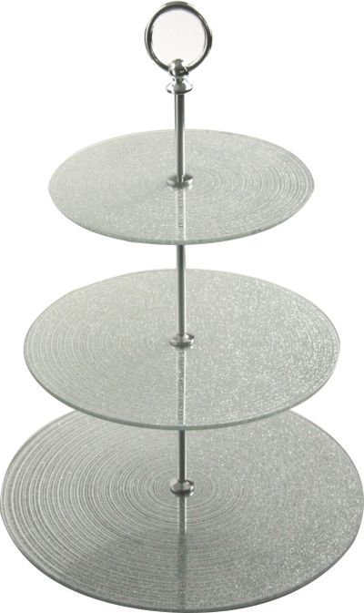 Silver Glitter 3 Tier Cake Stand