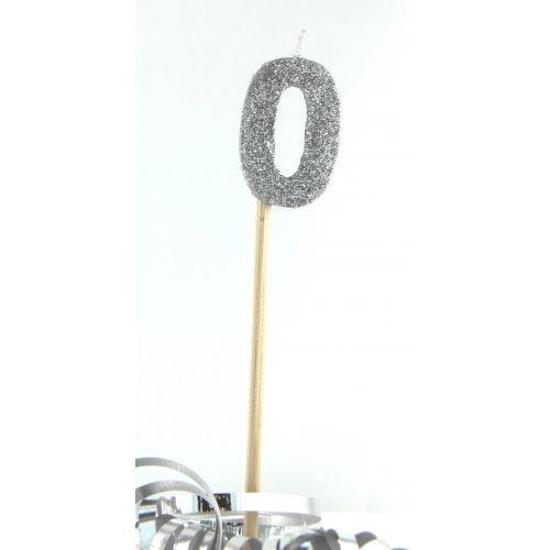 Silver Glitter Long Stick Candle 0