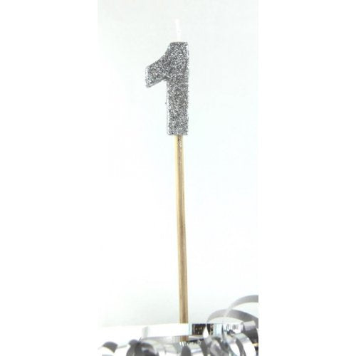 Silver Glitter Long Stick Candle 1