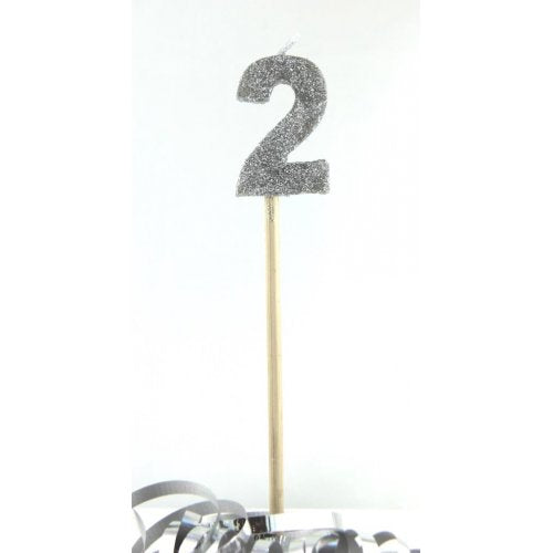 Silver Glitter Long Stick Candle 2