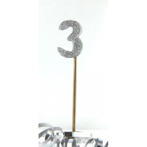 Silver Glitter Long Stick Candle 3