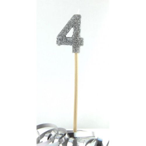 Silver Glitter Long Stick Candle 4