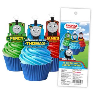 THOMAS THE TANK ENGINE - EDIBLE WAFER CUPCAKE TOPPER 16 PIECES