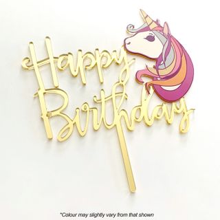 CAKE CRAFT | HAPPY BIRTHDAY UNICORN | GOLD MIRROR ACRYLIC