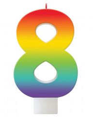 8 Rainbow Numeral Candle