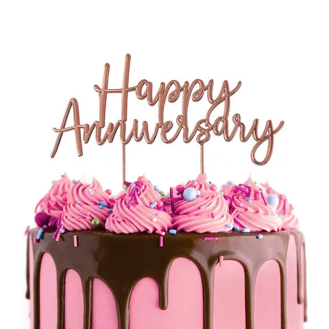 CAKE CRAFT | ROSE GOLD METAL CAKE TOPPER | HAPPY ANNIVERSARY