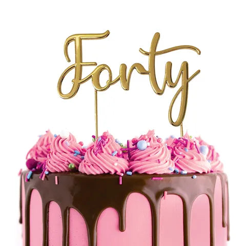 CAKE CRAFT | GOLD METAL CAKE TOPPER | FORTY GOLD TOPPER