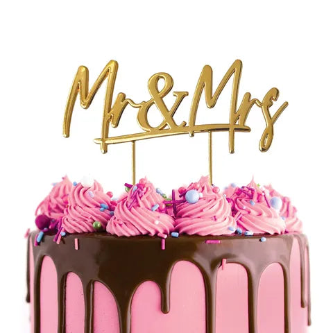 CAKE CRAFT | GOLD METAL CAKE TOPPER | MR & MRS GOLD TOPPER