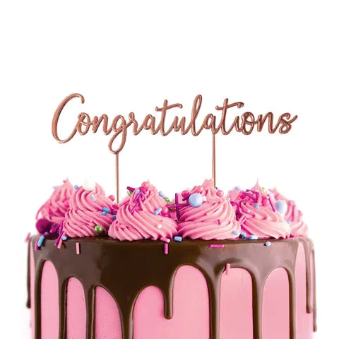 CAKE CRAFT | ROSE GOLD METAL CAKE TOPPER | CONGRATULATIONS