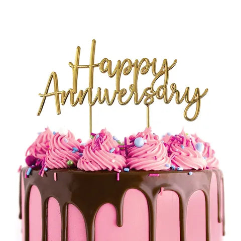 CAKE CRAFT | GOLD METAL CAKE TOPPER | HAPPY ANNIVERSARY GOLD TOPPER