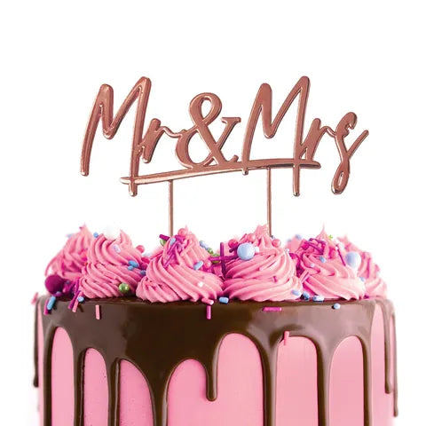 CAKE CRAFT | ROSE GOLD METAL CAKE TOPPER | MR & MRS