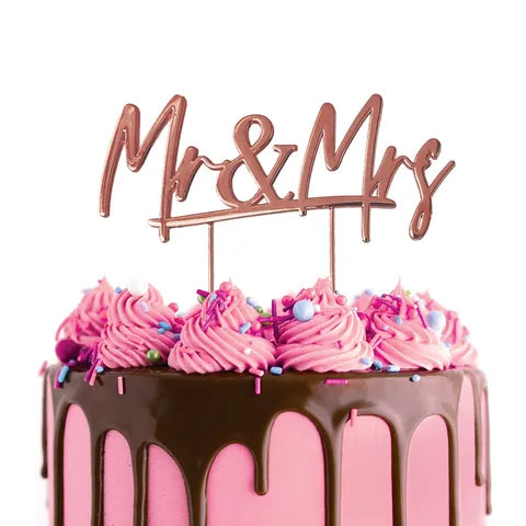 CAKE CRAFT | ROSE GOLD METAL CAKE TOPPER | MR & MRS