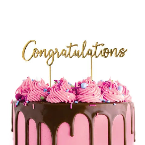 CAKE CRAFT | GOLD METAL CAKE TOPPER | CONGRATULATIONS GOLD TOPPER