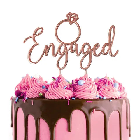 CAKE CRAFT | ROSE GOLD METAL CAKE TOPPER | ENGAGED