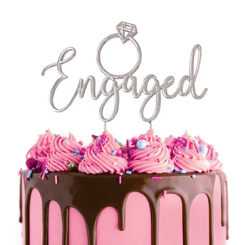 CAKE CRAFT | SILVER METAL CAKE TOPPER | ENGAGED