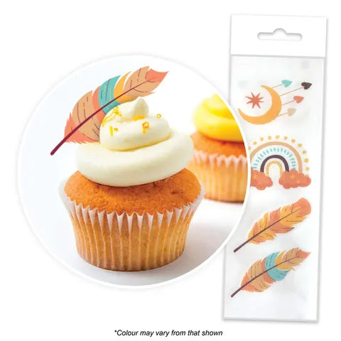 BOHO | WAFER CUPCAKE TOPPERS | PACKET OF 16