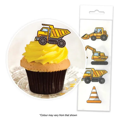CONSTRUCTION | WAFER CUPCAKE TOPPERS | PACKET OF 16