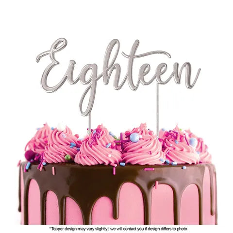 CAKE CRAFT | SILVER METAL CAKE TOPPER | EIGHTEEN