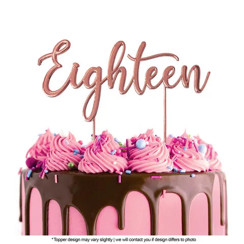 CAKE CRAFT | ROSE GOLD METAL CAKE TOPPER | EIGHTEEN