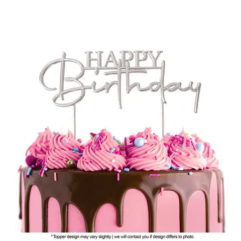 CAKE CRAFT | SILVER METAL CAKE TOPPER | HAPPY BIRTHDAY 2