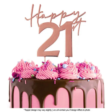 CAKE CRAFT | ROSE GOLD METAL CAKE TOPPER | HAPPY 21ST