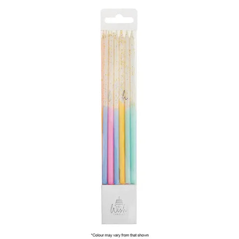 WISH | TALL PASTEL GLITTER CANDLES | 12 CANDLES TALL