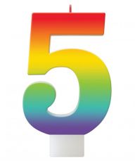 5 Rainbow Numeral Candle