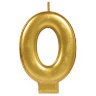 0 Metallic Gold Numeral Candle