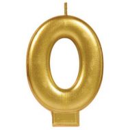 0 Metallic Gold Numeral Candle