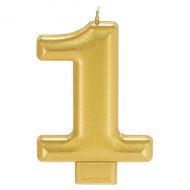 1 Metallic Gold Numeral Candle