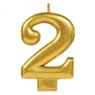 2 Metallic Gold Numeral Candle
