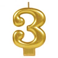 3 Metallic Gold Numeral Candle