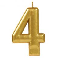 4 Metallic Gold Numeral Candle
